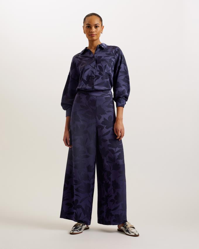 Pantalon Ted Baker Floral Print Wide Leg Bleu Marine Femme | GYC-32955720